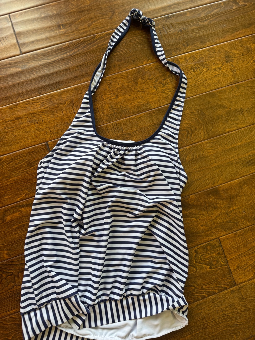 Women’s Navy & White Stripe Halter Swim Top size 18